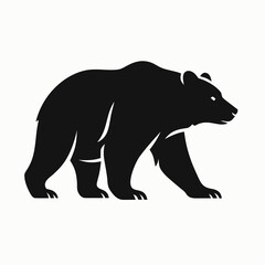 Black and white bear silhouette vector, clean and sharp lines for use in adventure posters or national park graphics.