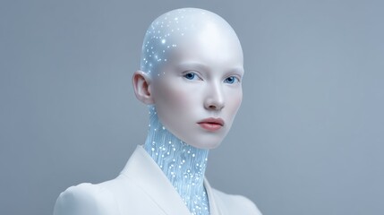 Futuristic humanoid figure with glowing circuitry design