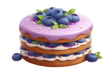 Delicious Blueberry Cake: A Sweet Treat isolated transparent background