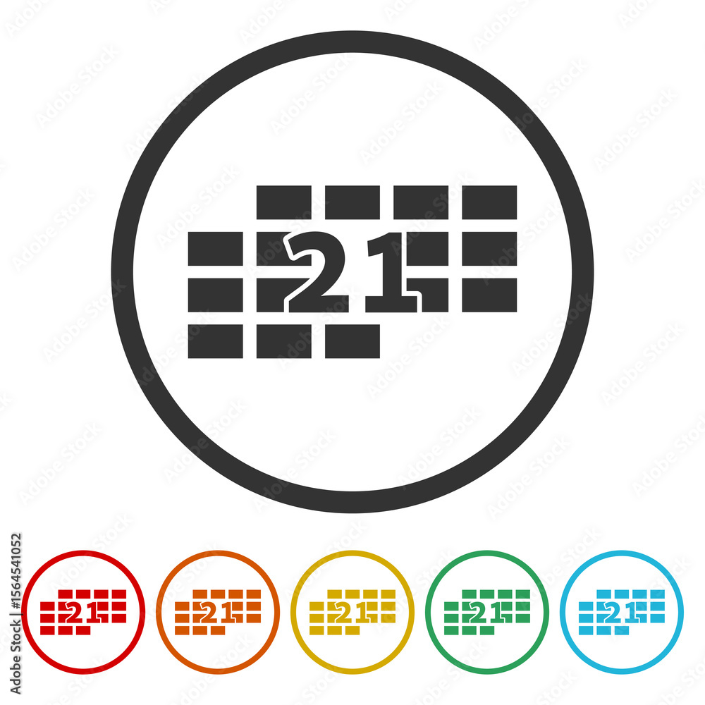 Poster calendar icon. set icons in color circle buttons