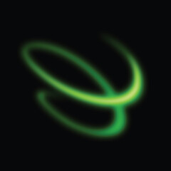 Dynamic Green Light Trail: Abstract Swirl of Energy and Motion, Illuminating the Dark with Vibrant Curves