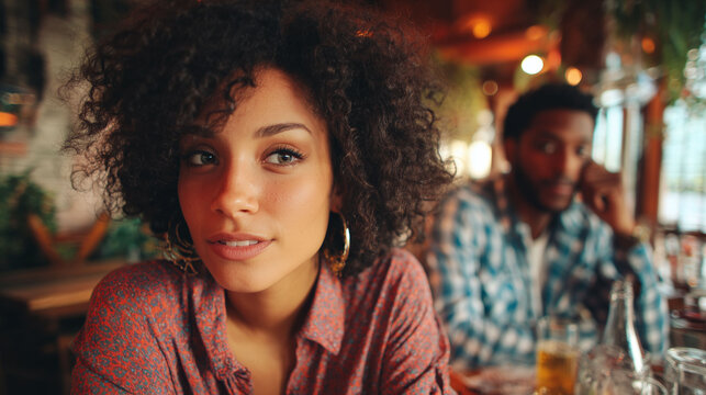 diverse couple enjoying romantic first date at cozy restaurant with warm ambiance showcasing lifestyle love and connection