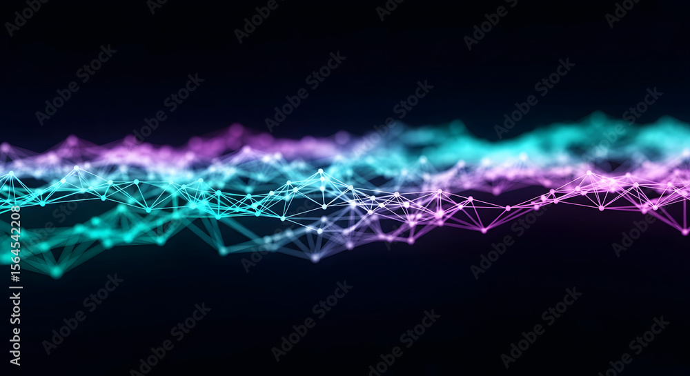 Poster digital network: a mesmerizing display of interconnected nodes and vibrant glowing lines, depicting 