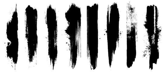 Set of vector paint brush strokes. Vector collection or set of artistic black paint.