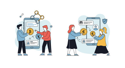 Digital currency exchange and mobile cryptocurrency transactions for global finance