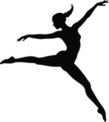 Graceful Ballet Dancer in Mid Leap Performing an Arabesque , Elegant Dance Silhouette Illustration new 2025 trendy