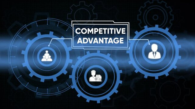 Conceptual visualization of competitive advantage and teamwork in business success