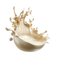 Dynamic Creamy White Liquid Splash on Black Background for Advertising and Design
