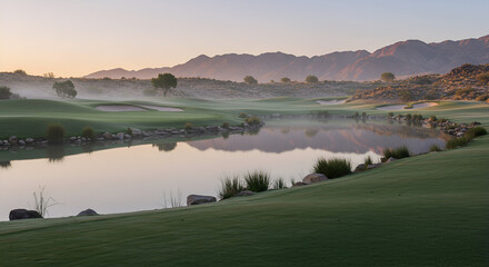 Fototapeta premium Misty golf course at dawn (9)