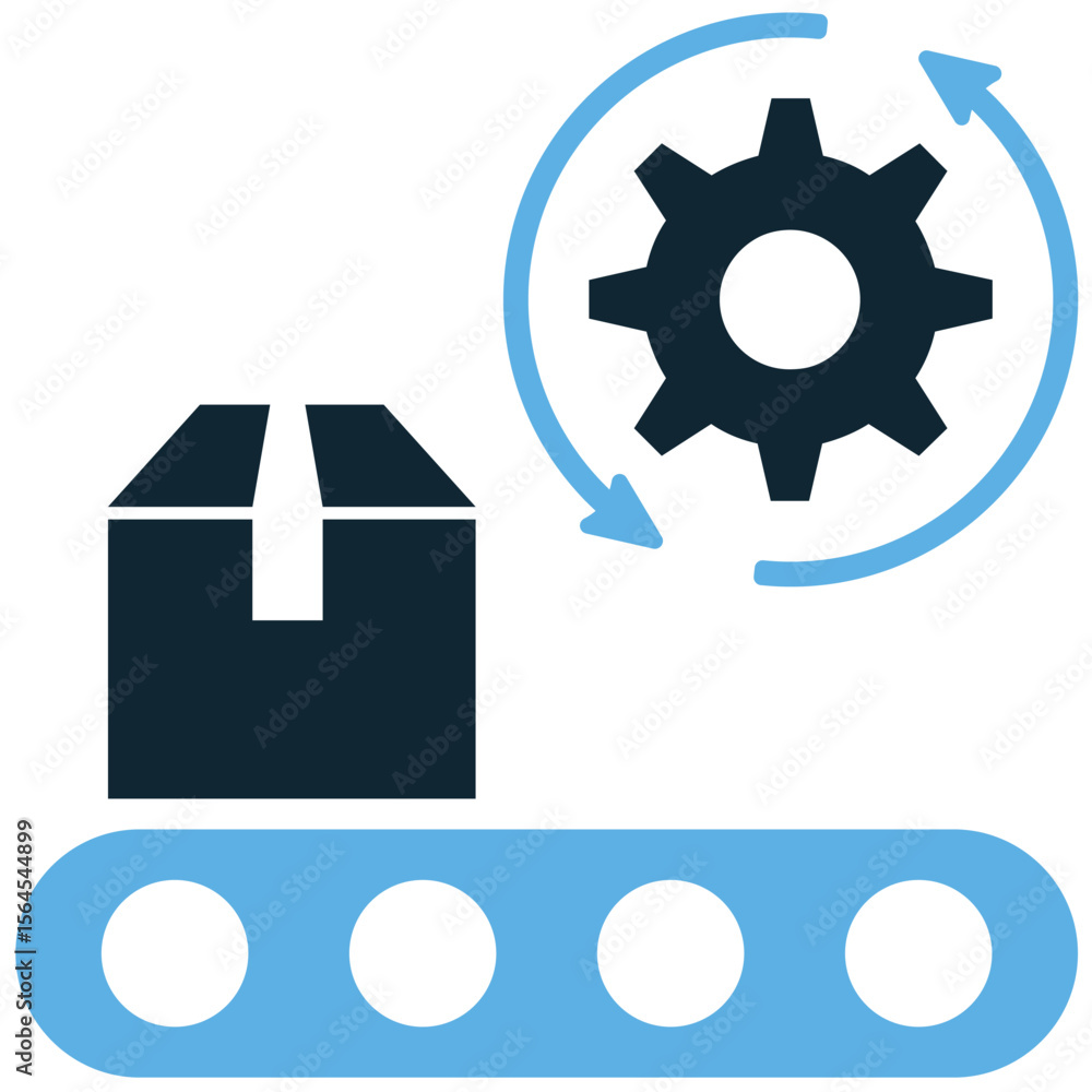 Poster factory automation icon vector, symbolizing robotics, efficiency, and advanced technology in manufac