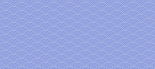 Japanese wave blue geometric seamless pattern vector illustration. Backgrounds for textile design, packaging and cultural branding