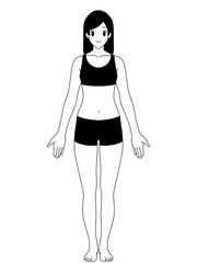 解剖学的正位　女性　正面　線画　服あり