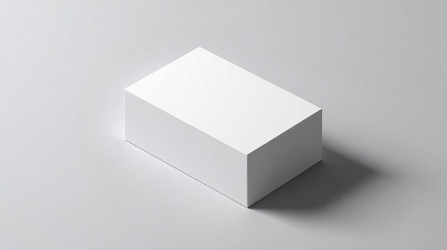 Ultra quality image of isometric white box mockup on a neutral gray background, showcasing clean lines and shadows, ideal for presentations and graphic design projects, product. High quality
