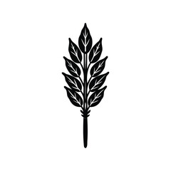 Elegant black leaf design on white background, a nature inspired graphic
