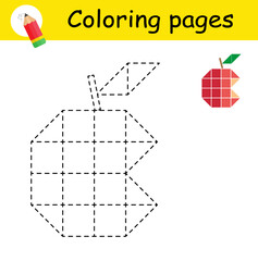 Coloring page for kids. Illustration for children education. Cartoon eaten apples.