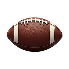 Classic american football ball with white laces and stripes isolated on transparent background