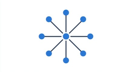 Blue dots connected by lines radiate from a central blue dot, forming a simple network or hub-and-spoke diagram on a white background.