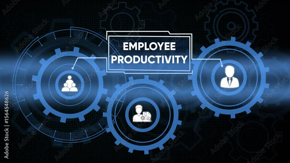 Aufkleber employee productivity concept visualization with gears and business teamwork dynamics