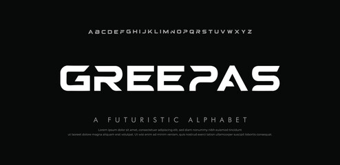 Futuristic Digital Sport Font – Modern Tech Alphabet with Electronic, Abstract, and Speed Style Typeface, a futuristic creative font. vector illustration