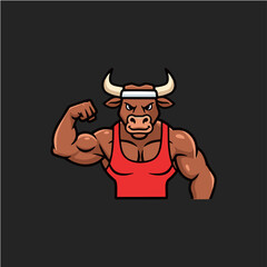Buff Bull Gym Trainer Mascot