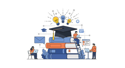 Students learning new skills through online courses and digital education platforms