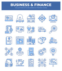 Collection of 25 Business & Finance Icons. Marketing. Financial Planning. and Management