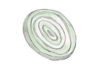 水彩で描いた玉ねぎ輪切の料理食材の水彩ベクターイラスト素材	