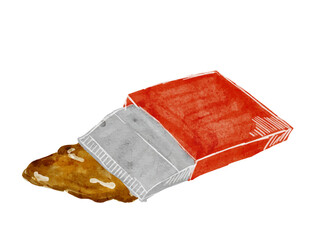 水彩で描いたカレールウ粉末の料理食材の水彩ベクターイラスト素材	