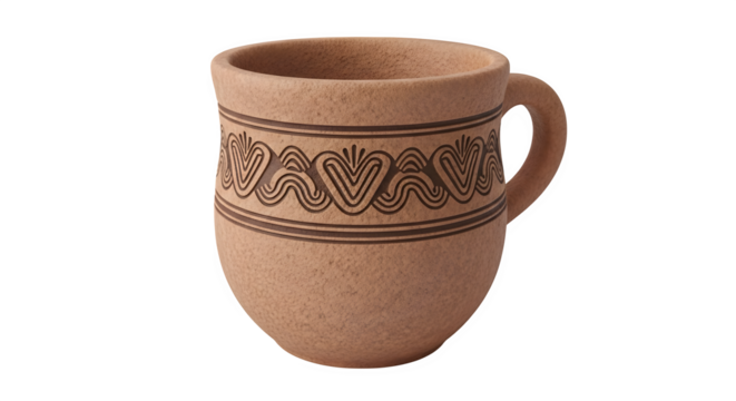 Handcrafted Ceramic Mug, isolated on transparent background