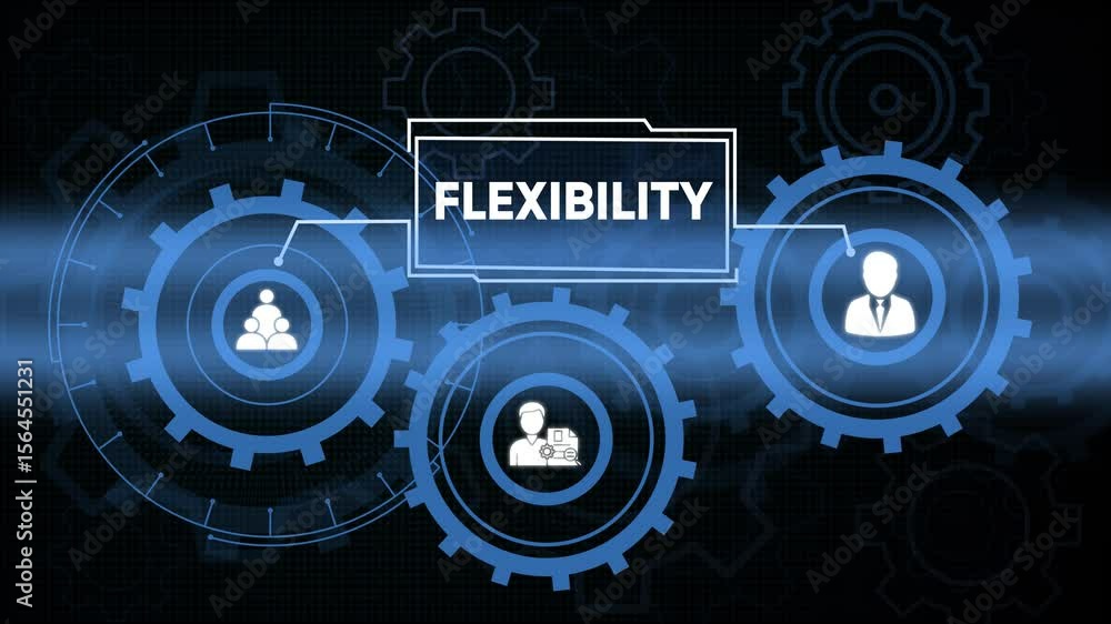 Poster abstract illustration of flexibility in business operations and organizational structure