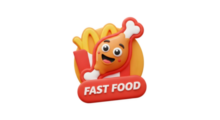 Fast Food Character Mascot 3d rendered, isolated on transparent background
