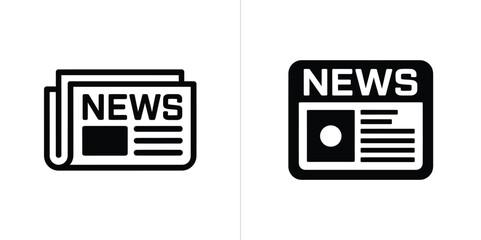 Black Newspaper Icons on Transparent Backdrop Reporting News Headlines