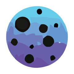 Fototapeta premium Abstract graphic design of a stylized planet with dark spots.