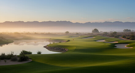 Obraz premium Sunrise golf course panorama (1)