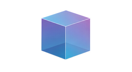 Gradient geometric cube, isolated on transparent background