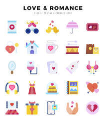 Love & Romance web icons in Flat style.