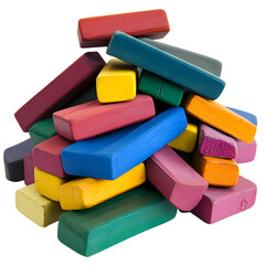 Vibrant pile of colorful pastel sticks against a dark background, art supplies