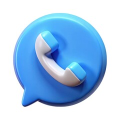 3d blue phone icon in speech bubble isolated on white background