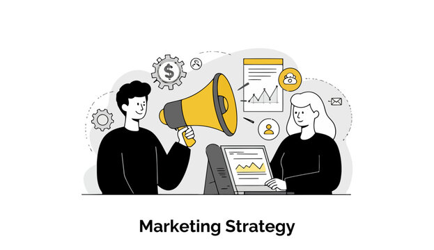 Team collaborating on marketing strategy, young adults in casual wear, presenting data and plans in a modern office setting.