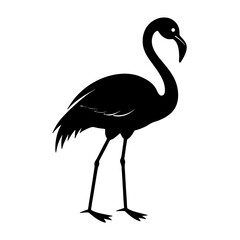 Elegant Flamingo Silhouette: Graceful Tropical Bird Vector Illustration