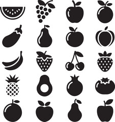 Fresh Fruit Silhouette Collection

Tropical Fruits Vector Design

Healthy and Juicy Fruit Art

Colorful Fruit Icons Illustration

Organic Fruit Set for Kitchen Decor