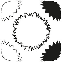 Jagged gear edge. Abstract serrated form. Mechanical wheel graphic. Vector industrial symbol.