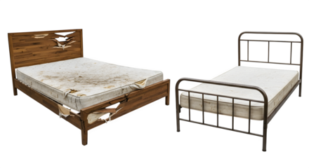 Dilapidated Beds, isolated on transparent background