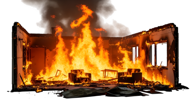 Interior House Fire, isolated on transparent background - Powered by Adobe