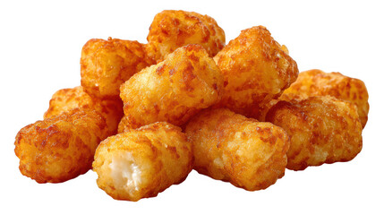 Illustration of pile of tater tots with cheese, isolated on transparent background