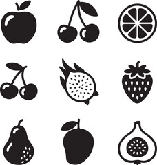 Fresh Fruit Silhouette Collection

Tropical Fruits Vector Design

Healthy and Juicy Fruit Art

Colorful Fruit Icons Illustration

Organic Fruit Set for Kitchen Decor