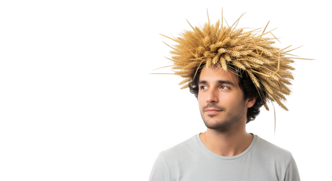 Man with Wheat Crown, isolated on transparent background - Powered by Adobe
