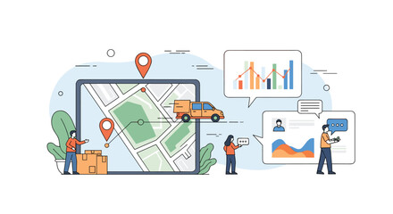 Fototapeta premium Optimizing delivery routes and tracking shipments with digital logistics solutions