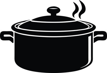 pressure cooker with steam silhouette vector