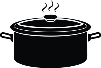 pressure cooker with steam silhouette vector
